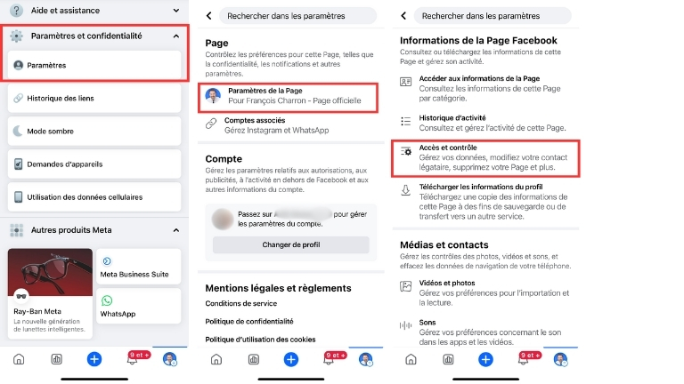 Étapes pour supprimer ou désactiver une Page Facebook à partir de l'application sur iPhone, iPad ou avec un téléphone ou tablette Android